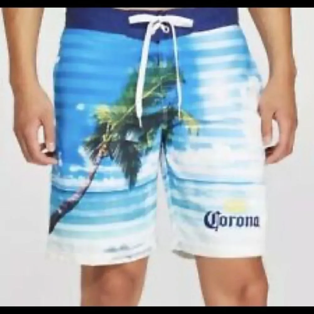 Corona bright color palm tree men’s swim trunks